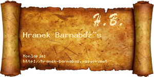 Hranek Barnabás névjegykártya